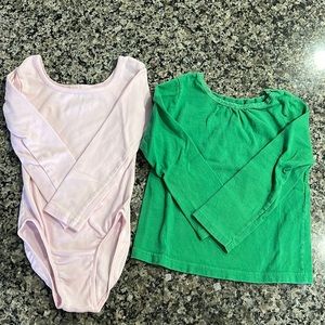 Danskin Dance Bodysuit Sz 4T and Garanimals long sleeve shirt Sz 3T